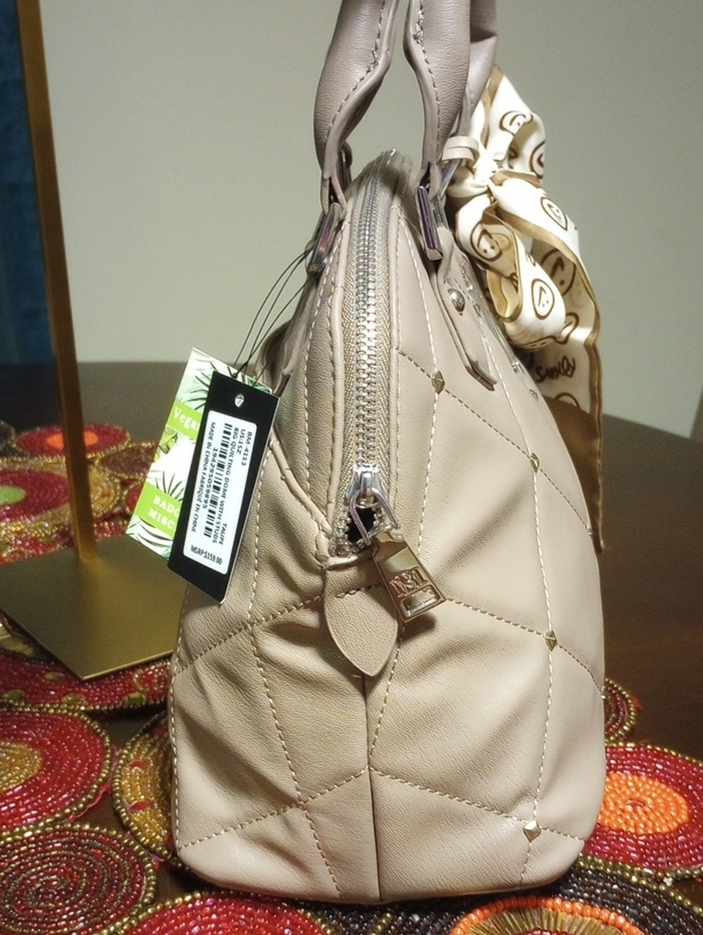 Quilted Dome Satchel w/Crossbody Strap - Picture 10 of 16